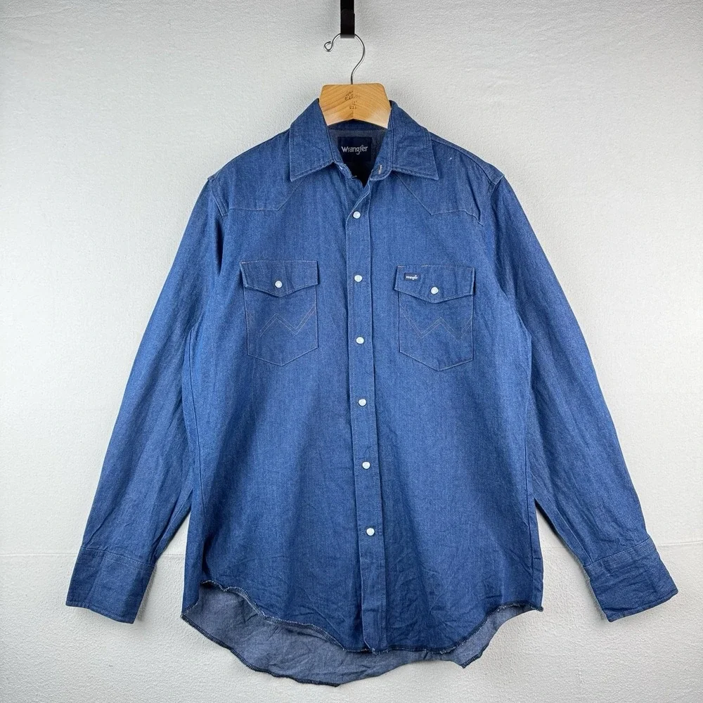 Vtg Wrangler Western Denim Pearl Snap Men's Large Embroidered Speed‎ Limit